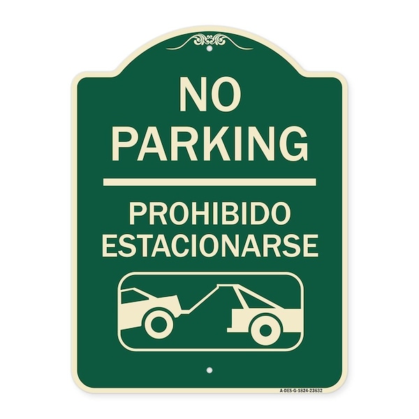Signmission No Parking Prohibido Estacionarse W/ Car Tow Graphic Heavy-Gauge Alum Sign, 24" x 18", G-1824-23632 A-DES-G-1824-23632 - main